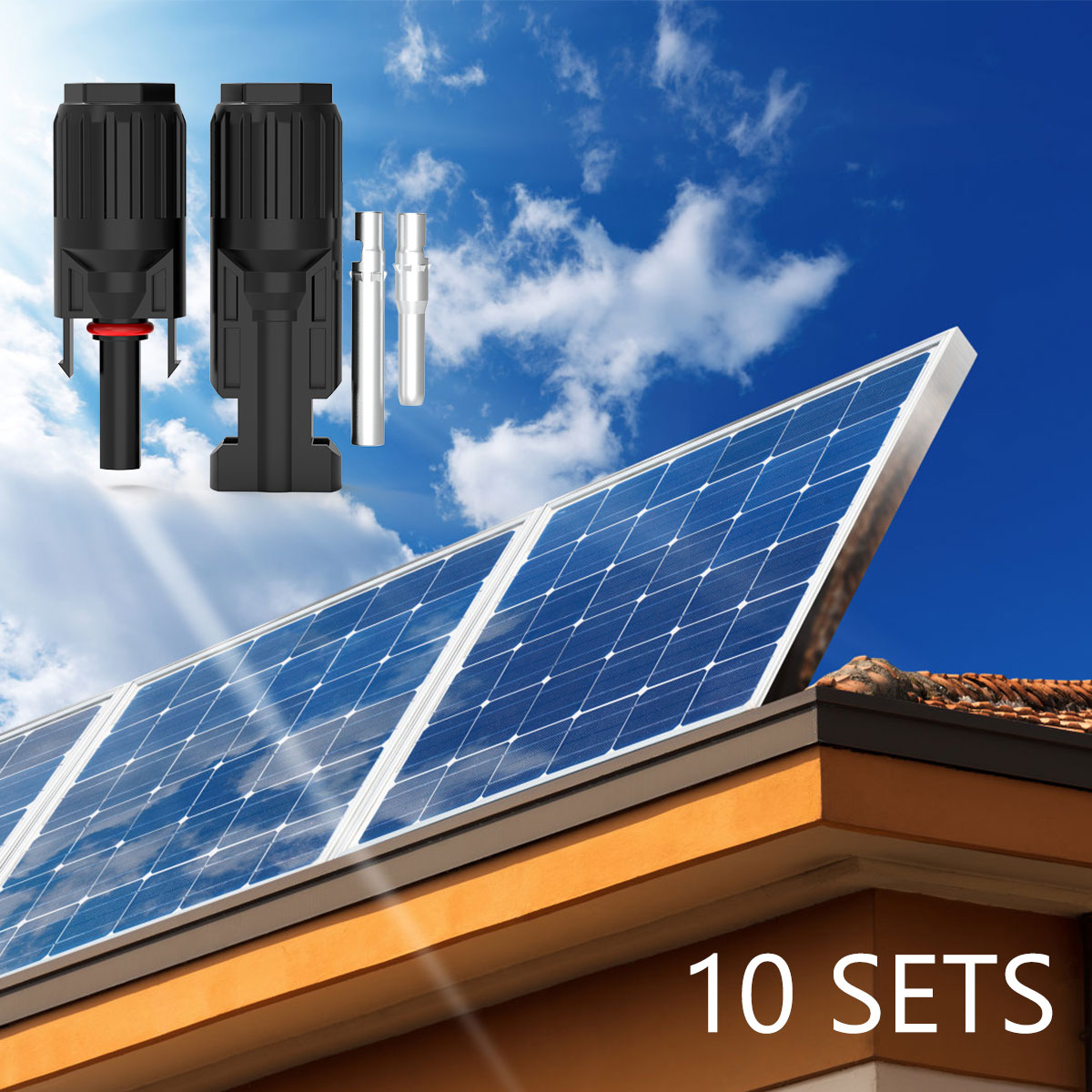 태양 전지 패널 및 태양 광 시스템 용 태양 광 커넥터 태양 광 플러그 케이블 커넥터 (암수) 10 쌍
